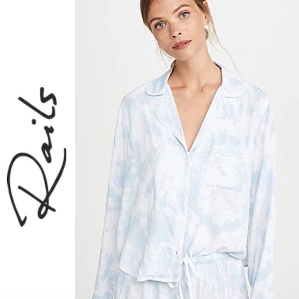 Rails Kellen Tie Dye Pajama Top Small | Button Front Rayon Lounge Sleep Shirt